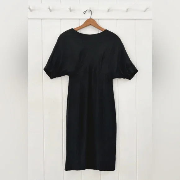 Vintage 1960s Teal Traina Dress Black Mod Unique Collectible Minimal Monochrome - Picture 2 of 16